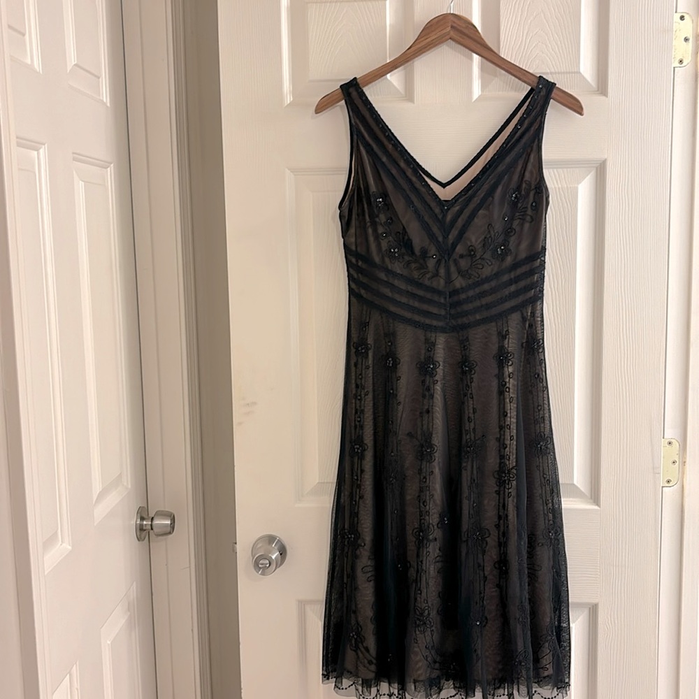 BCBG embroidered & beaded tulle dress